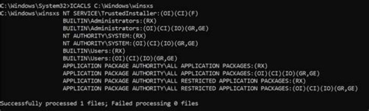 What does “ICACLS C:\Windows\winsxs” do?