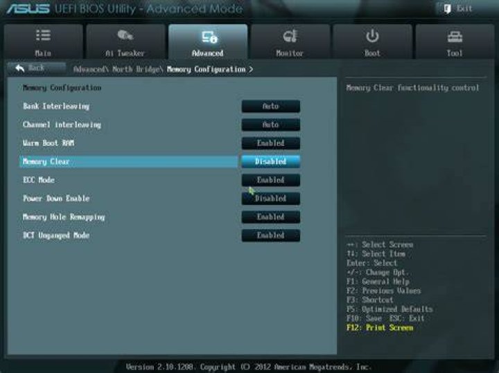 What does the "Memory Clear" functionality mean in ASUS motherboards?