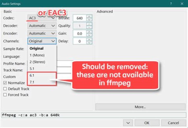 What is the difference between Lavf58.29.100 and Lavc58.134.100 eac3 encoding using H265 in ffmpeg?