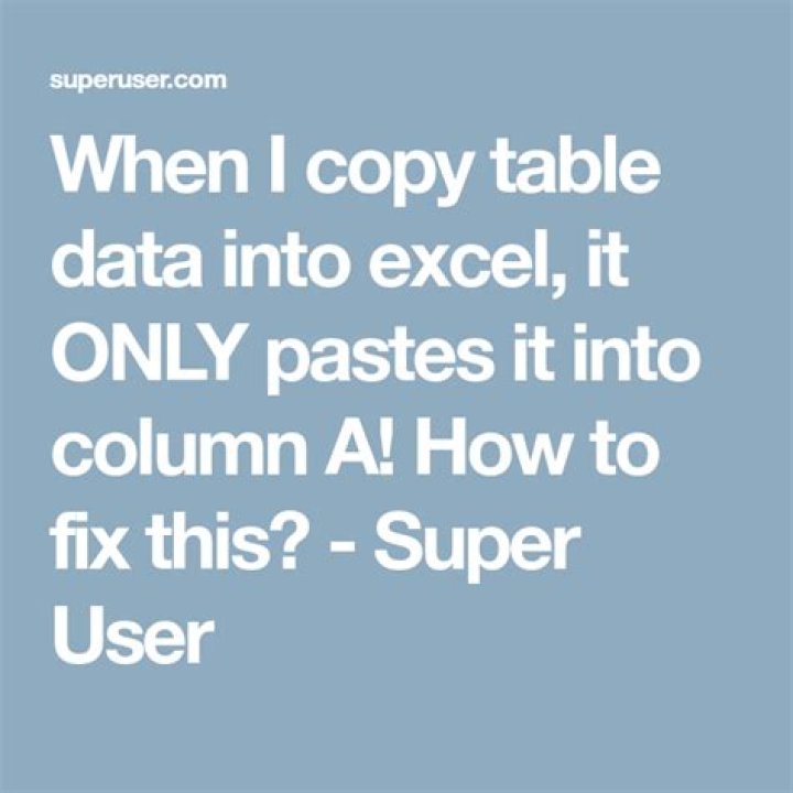 When I copy table data into excel, it ONLY pastes it into column A! How to fix this?