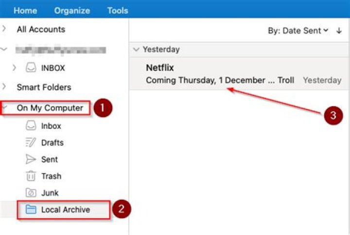 Where is the "On My Computer" folder on my Mac, and where is local folder for emails?