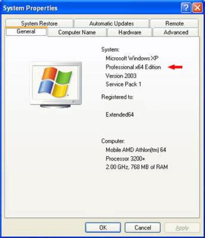 Win XP System properties