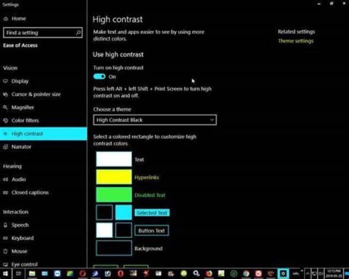 Windows 10 High Contrast Black Theme