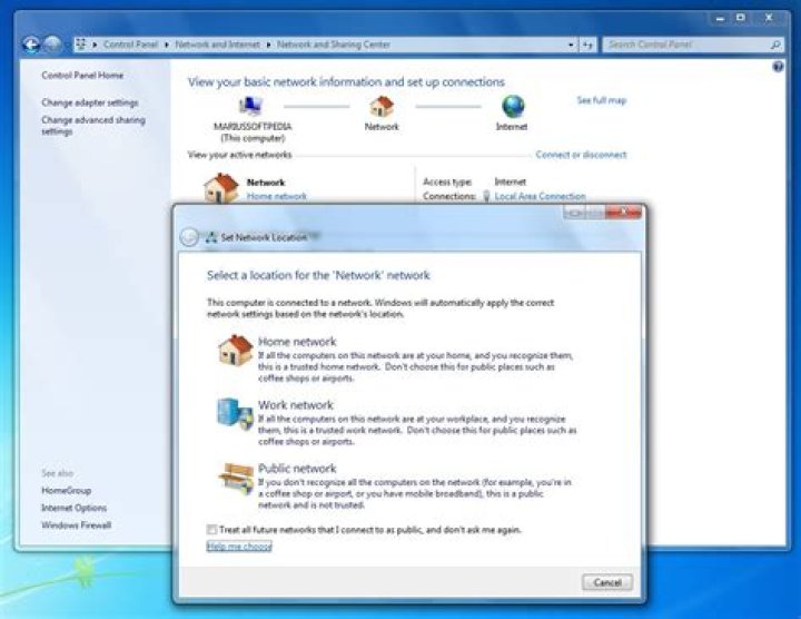 Windows 7, Network Connection Status