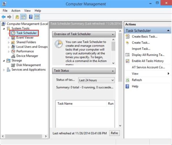 Windows 8, Task Scheduler, Open, Windows Defender folder. Click "MpCmdRun.exe" and click Open.