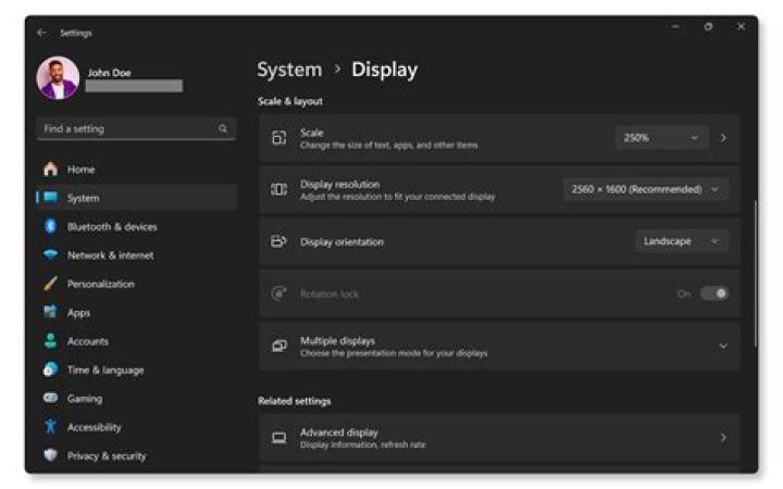 Windows -Display Settings