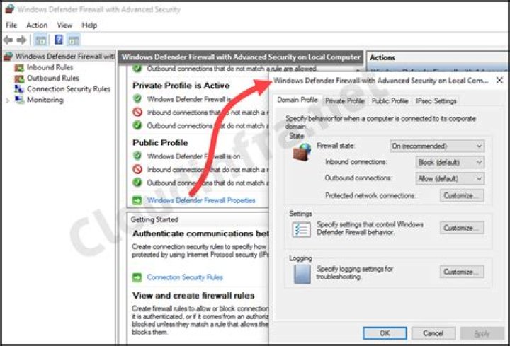 Windows Firewall Properties