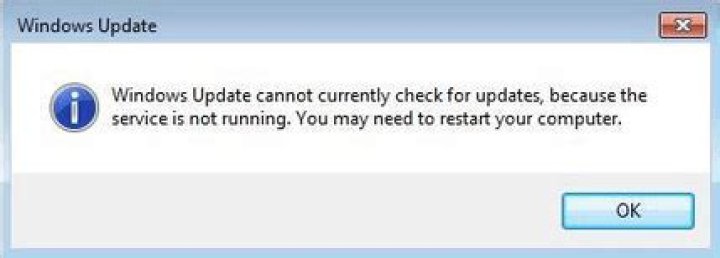 Windows Update cannot currently check for updates, because the service is not running