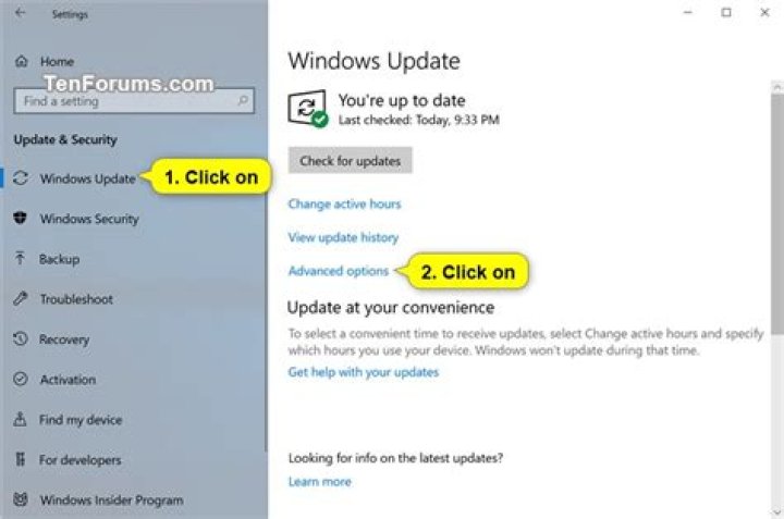 Windows Update notifications options